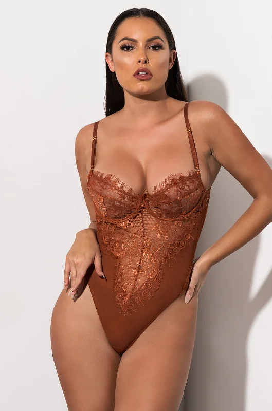 SEXY LACE DRESSY BODYSUIT COPPER